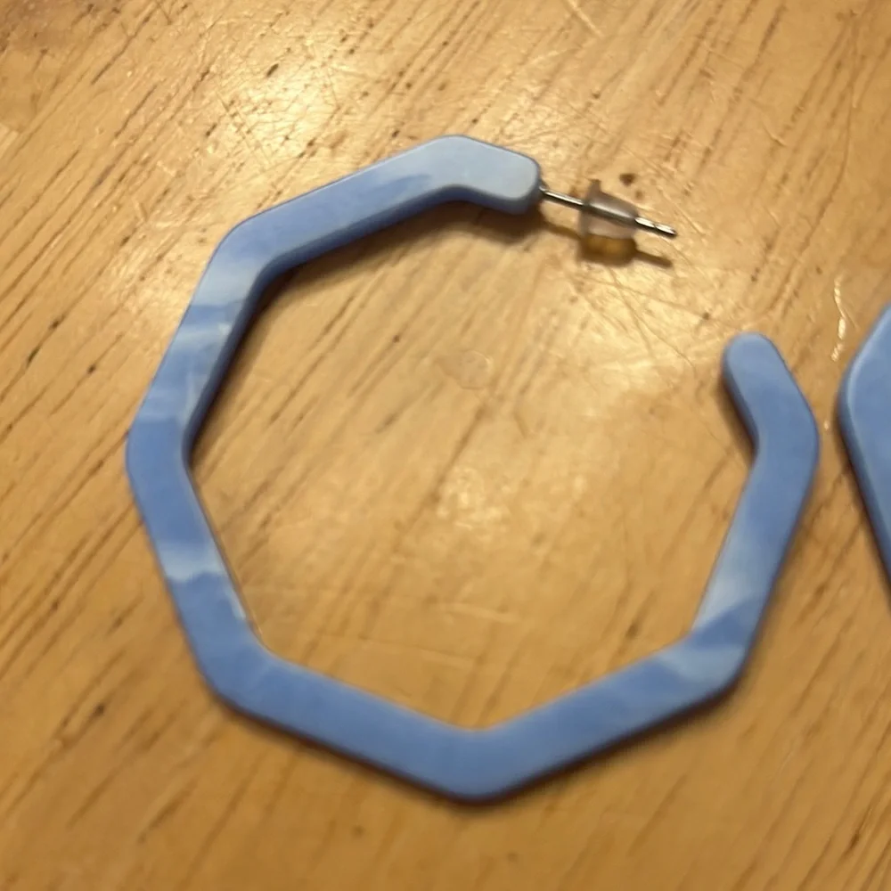 Tie dye side, solid side Hexagon Acrylic lightweight thin Hoop Earrings